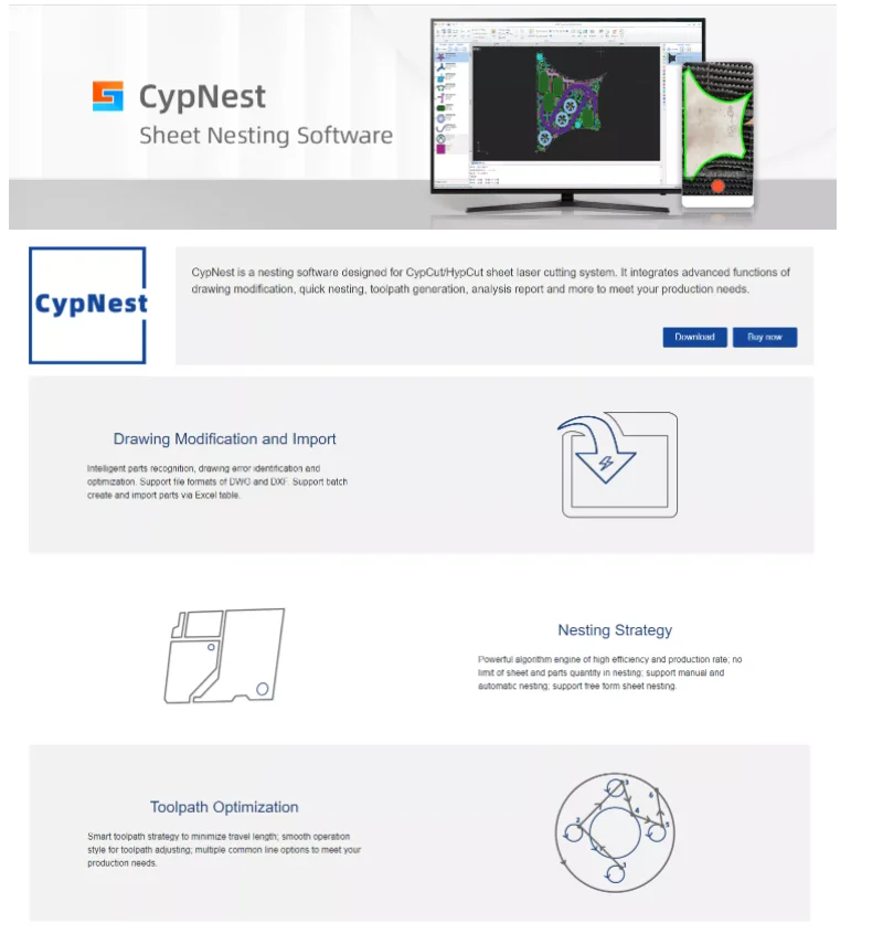 CypNest Plane Cutting Fiber Laser Cutting Sleeve Software for Laser Equipment Laser Cutting Machine