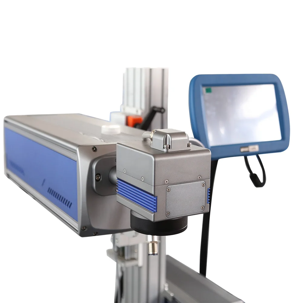 20W High speed Online Flying CO2 Laser Marking Machines for Coding Date on Cardboard Box