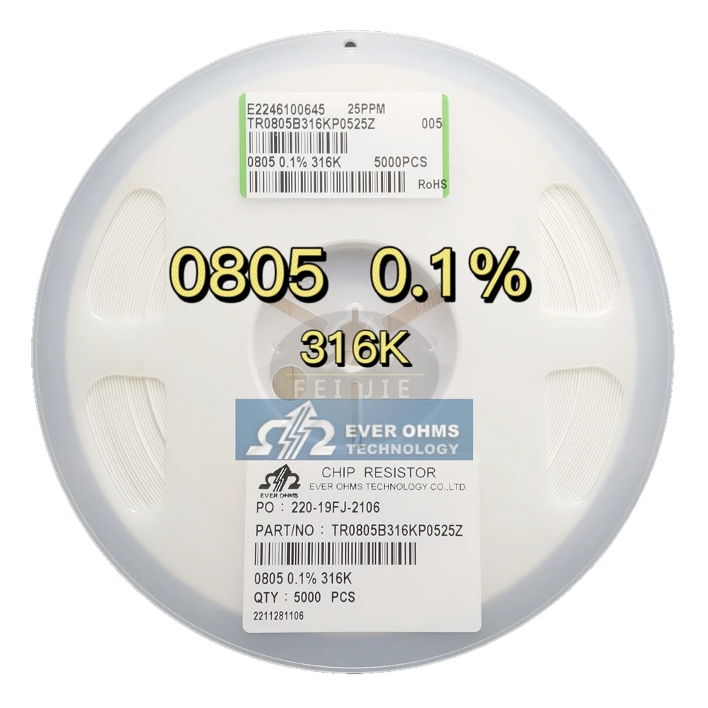 Тонкопленочный прецизионный RESISTOR0805-316K 0.1% 25PPMTR0805B316KP0525Z
