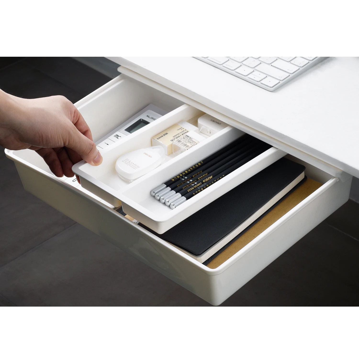 Hot Selling Self Adhesive Storage Drawers Hanging Under Desk Organizer for office school kitchen living room