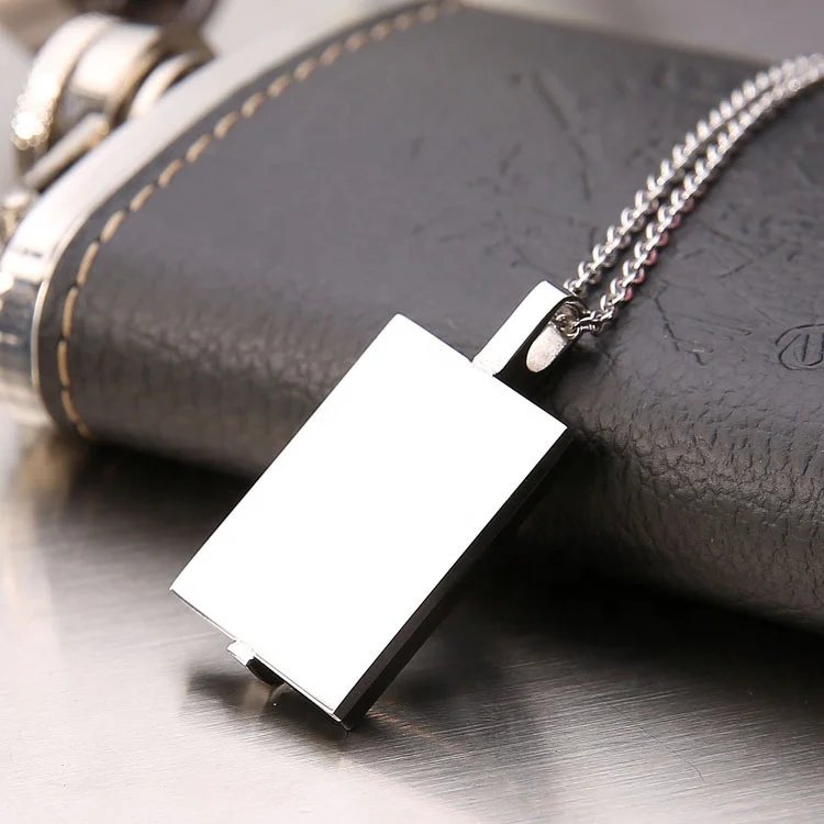 Wholesale Latest Design Tungsten Carbide Square And Plain Pendant Necklace For Men