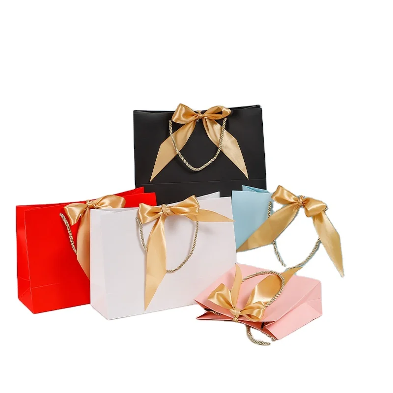 Box Boutique Colorful Thank You Cute Small Kraft Candy Party Custom Logo Hot Selling Golden Supplier Black Paper Gift Bag