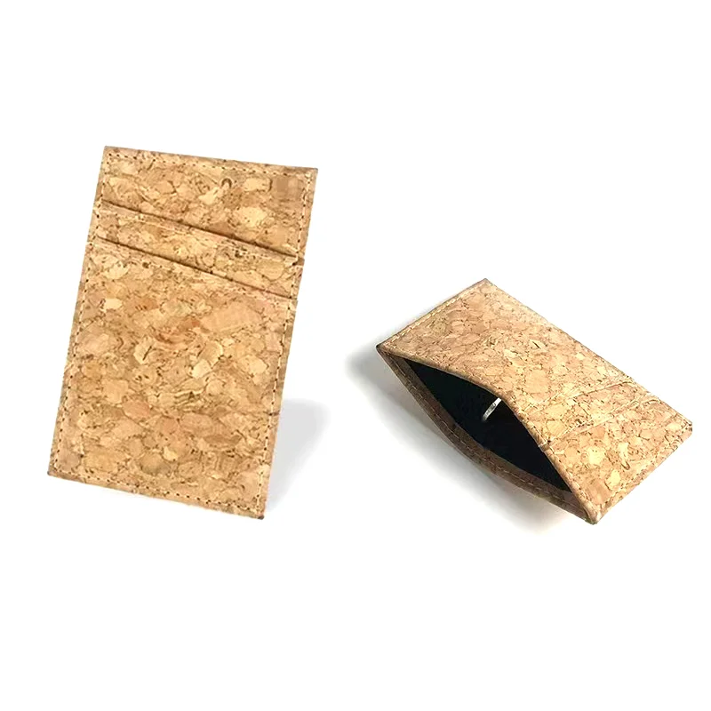 slim custom Multi-card pu cork phone rfid blocking credit wooden leather business card holder