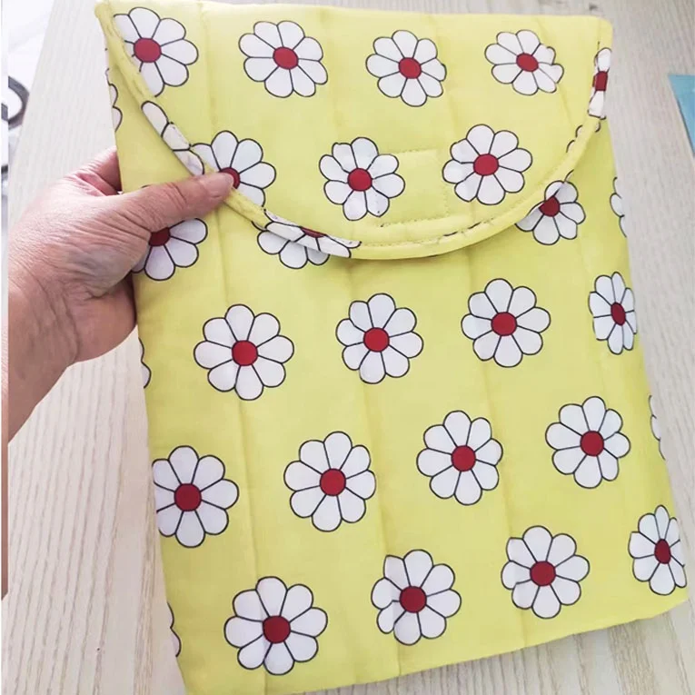 Custom  LOGO  Colorful Puff  Laptop Sleeve Yellow Sunflower  Quilted Laptop Case  Computer protective cover