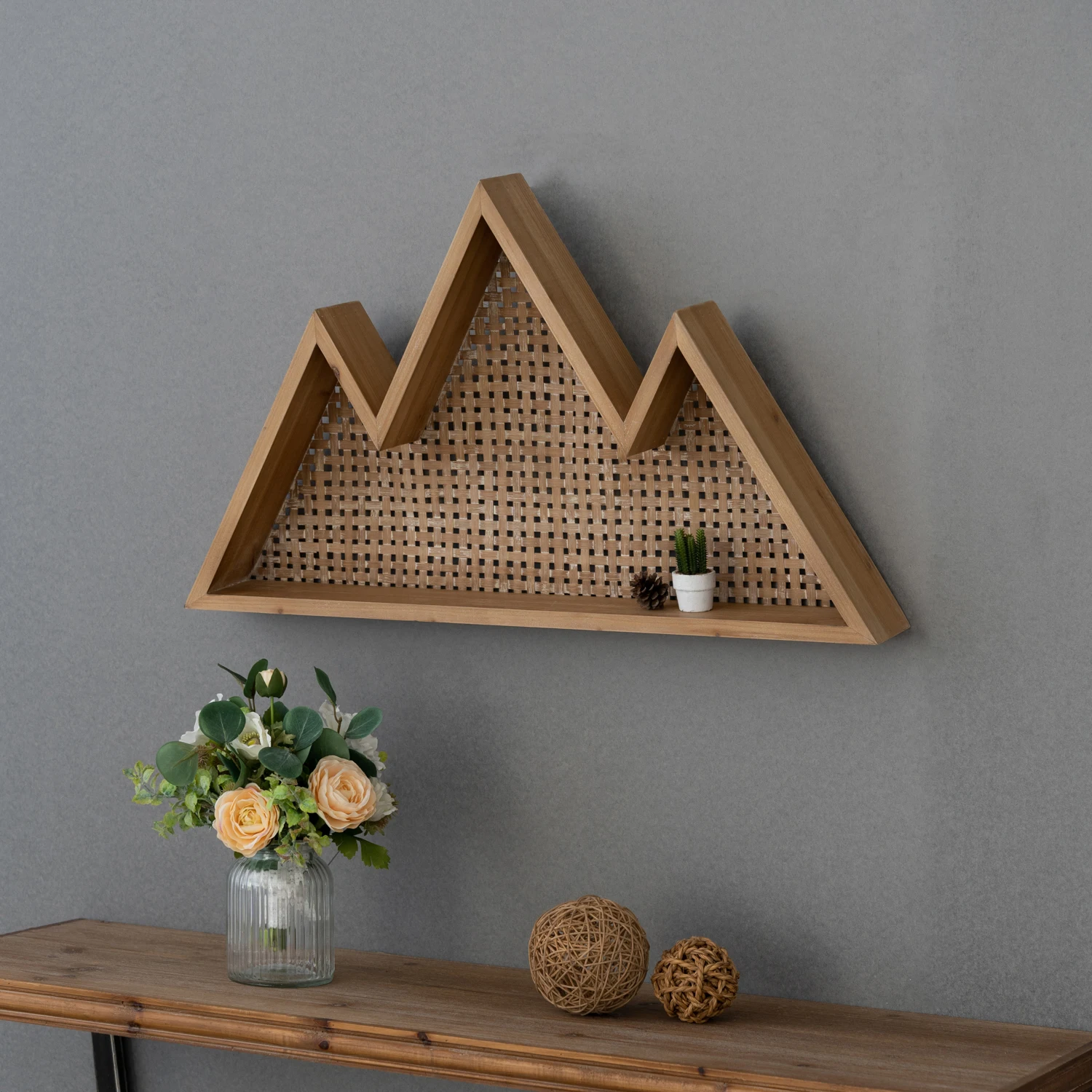 Modern Floating Shelf Rustic Geometric Mountain bamboo and wood structure hot Sale