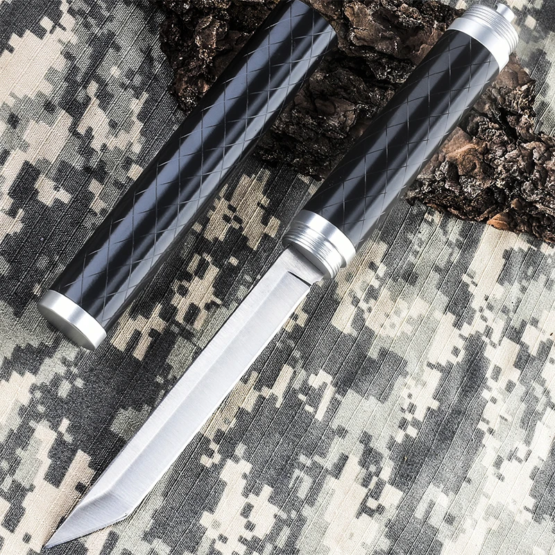 Outdoor New Advanced Fashion Straight Knife Portable Straight Knife Black Handle Knife
