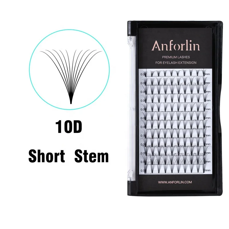 Korean pbt silk lash extensions premade fan 10d 0.07mm c curl short steam lash trays pre made fans eyelash extension