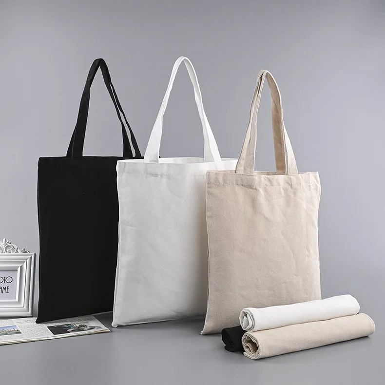 Custom Logo Printing Blank Canvas Tote Bags Advertising Portable Cotton Canvas Shopping Bag
