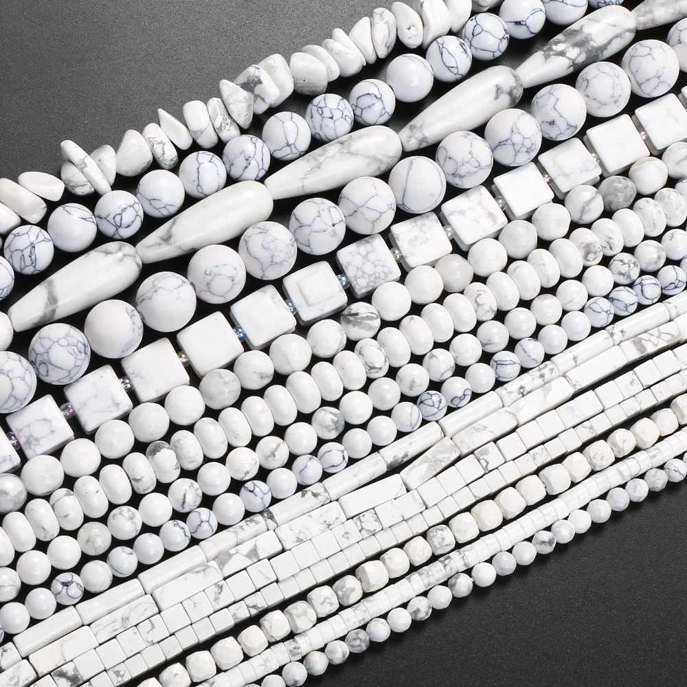 AsVrai U Natural Stone Beads Howlite White Turquoise Irregular Spacer Loose Beads For Jewelry Making DIY Bracelets Accessories