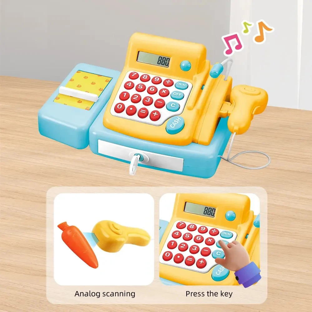 2024 Kids hot sale simulation calculator cash register toys pretend play shopping supermarket swiping card cash register toys
