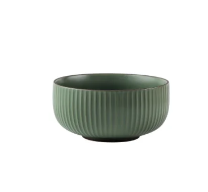 Nordic simple wind INS wind pure colorful glaze embossed strip soup bowl