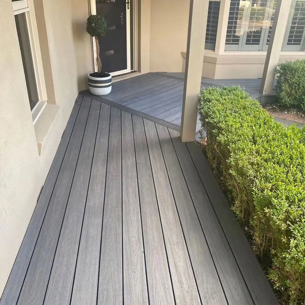 Swimming Pool anti slip outdoor laminate flooring cover hollow composite plastic wood pvc decking