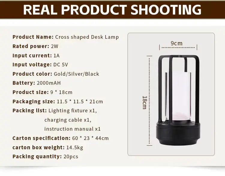 Nordic stylish Industrial Style portable Lamp Cafe Bar Table Outdoor Ambient Lantern Light Restaurant Night Lights