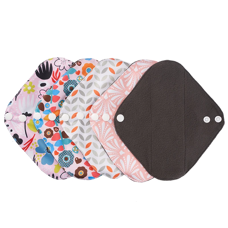 18x21cm small reusable sanitary pads towel napkin soft flow washable bamboo charcoal cloth menstrual pads for girl women day use