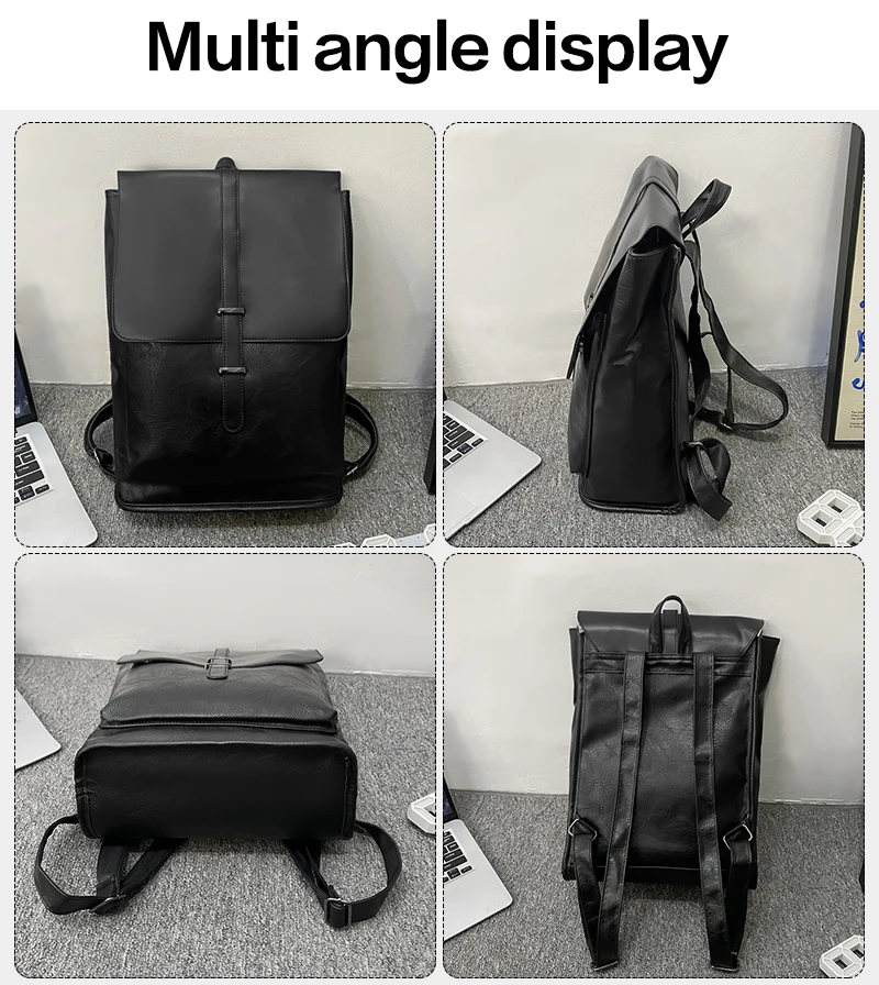 New Fashion design campus Schoolbag luxury Leather Laptop Backpack Pu business retro men Backpack