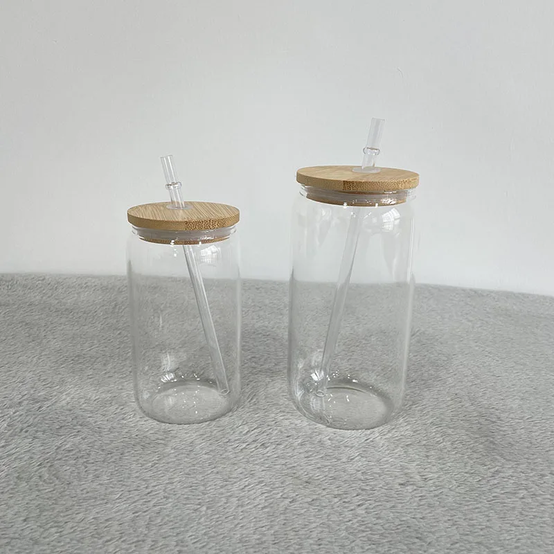 Коктейли и смешанные напитки подходят для винила с бамбуковой крышкой и соломинкой Сублимационное стекло может Сублимационное стекло банка