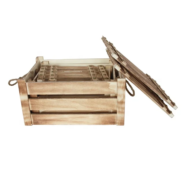 
handmade wooden Product storage bins rectangle basket with lid Vintage customized toy vegetable fruit shipping package crate box 