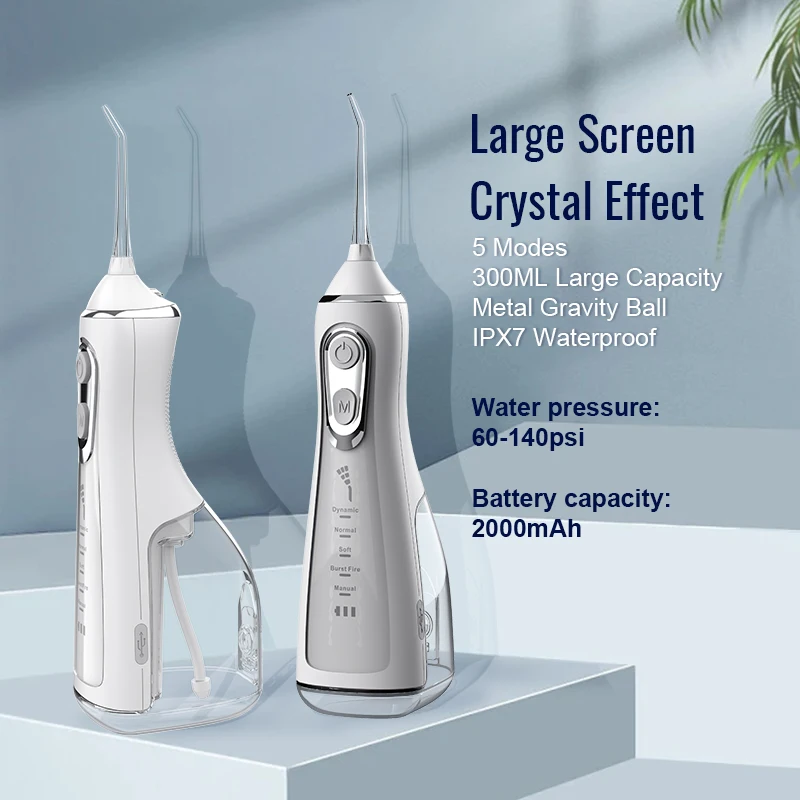 Portable Dental Water Cordless Dental Flosser Cordless for Teeth Water Flosser ABS TYPE-C IPX 7 Electric Tooth Cleaner