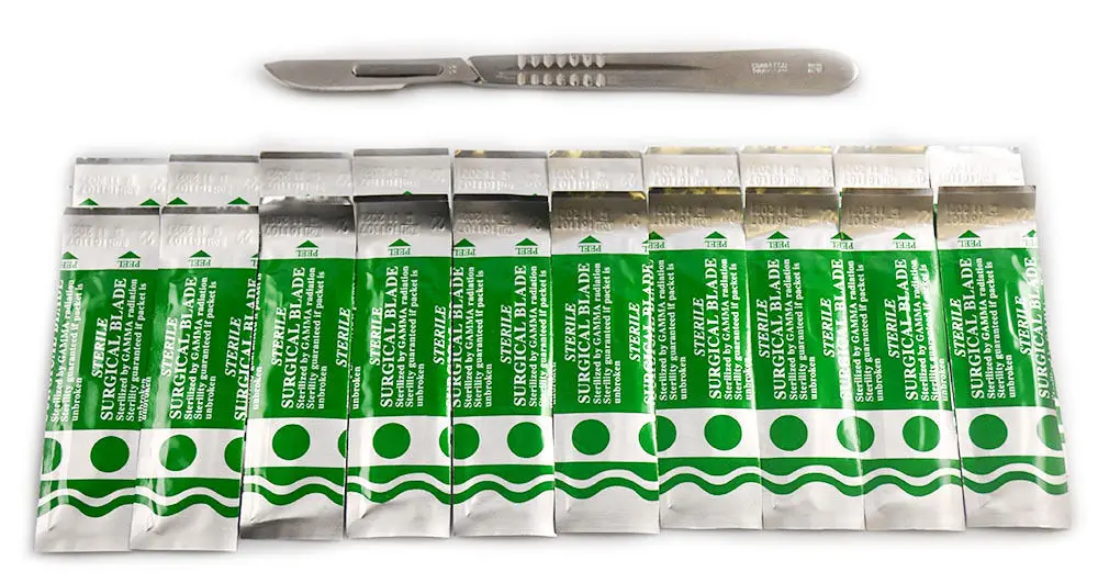 Scalpel Blades #22 Includes #4 Metal Handle Suitable for Dermaplaning, Crafts, Medical/Surgical Instruments/Equipment