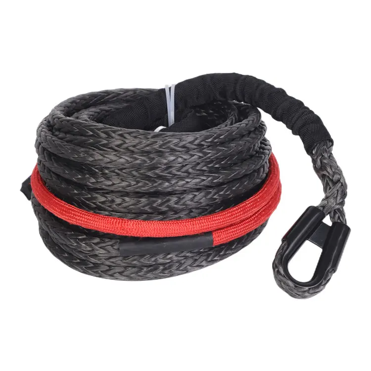 Hot Sale 10MM x 30M SK75 Hook Synthetic Winch Rope for 4WD Black Synthetic Relay for Winch Water Safety Products