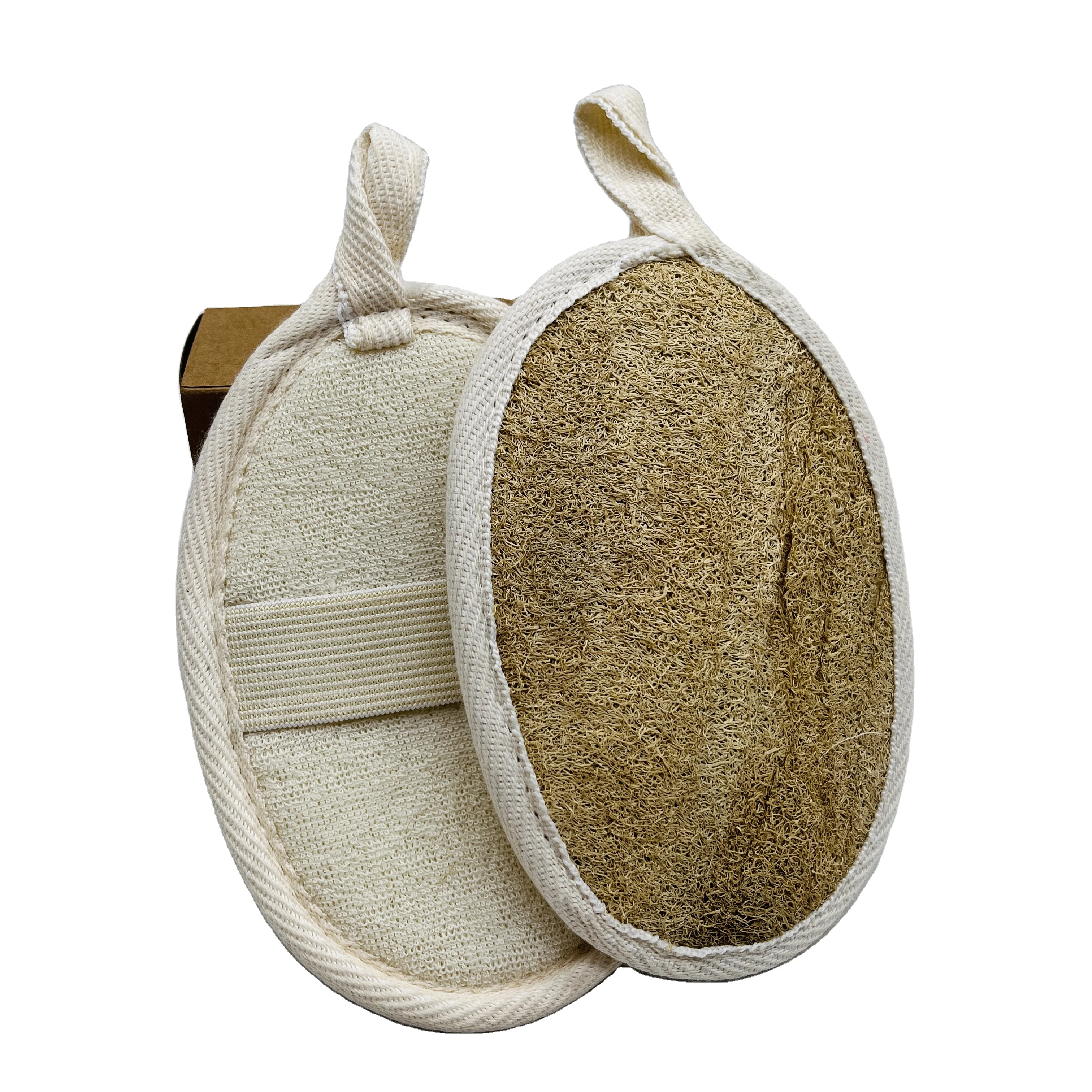 Exfoliating Loofah Pad 100% Natural Luffa and Terry Cloth Materials Loofa Sponge Scrubber Brush Close Skin