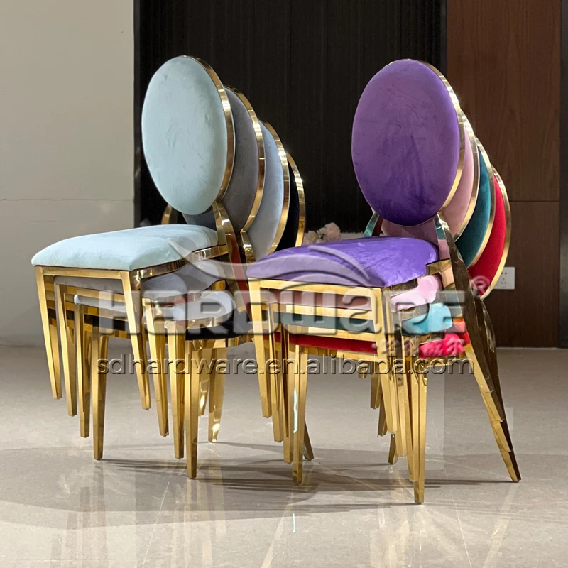 Модная кожаная мебель из нержавеющей стали, свадебные золотые металлические стулья