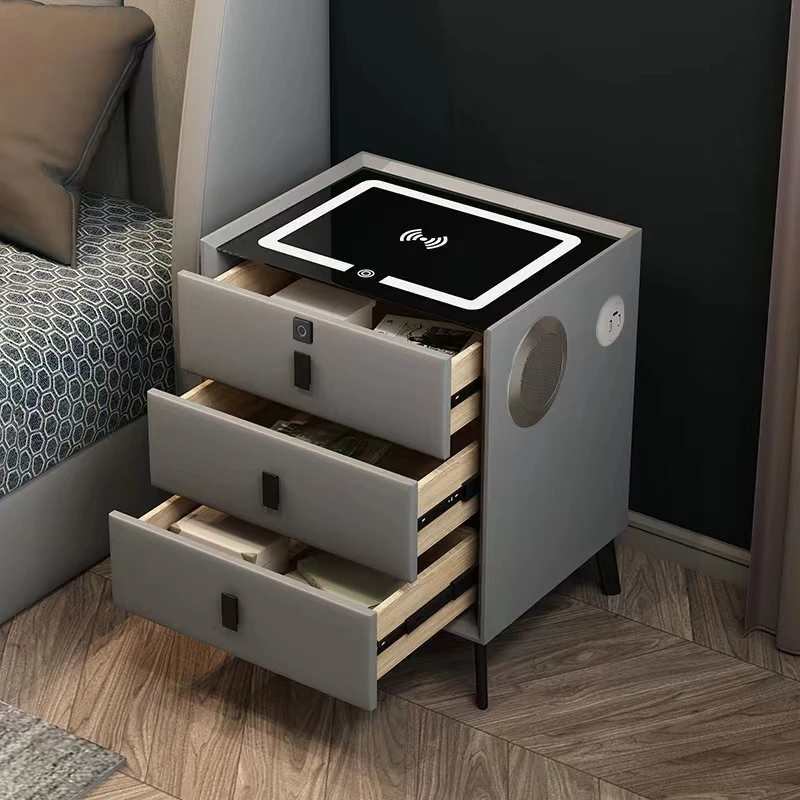 Low price smart storage cabinet intelligent drawer 4 footstools multi functional beside table with wireless charging and speaker