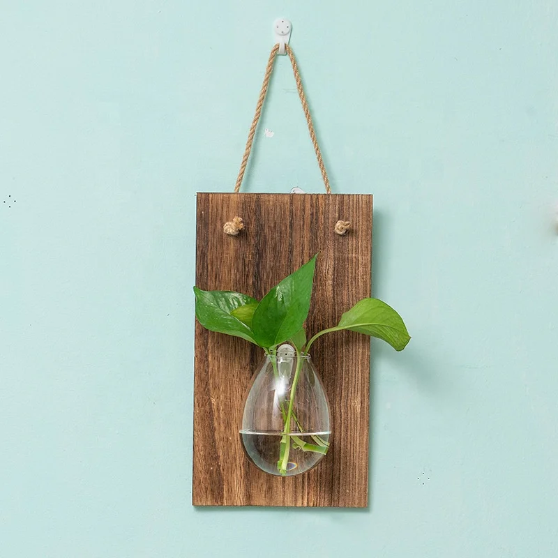 Креативная настенная ваза из цельного дерева