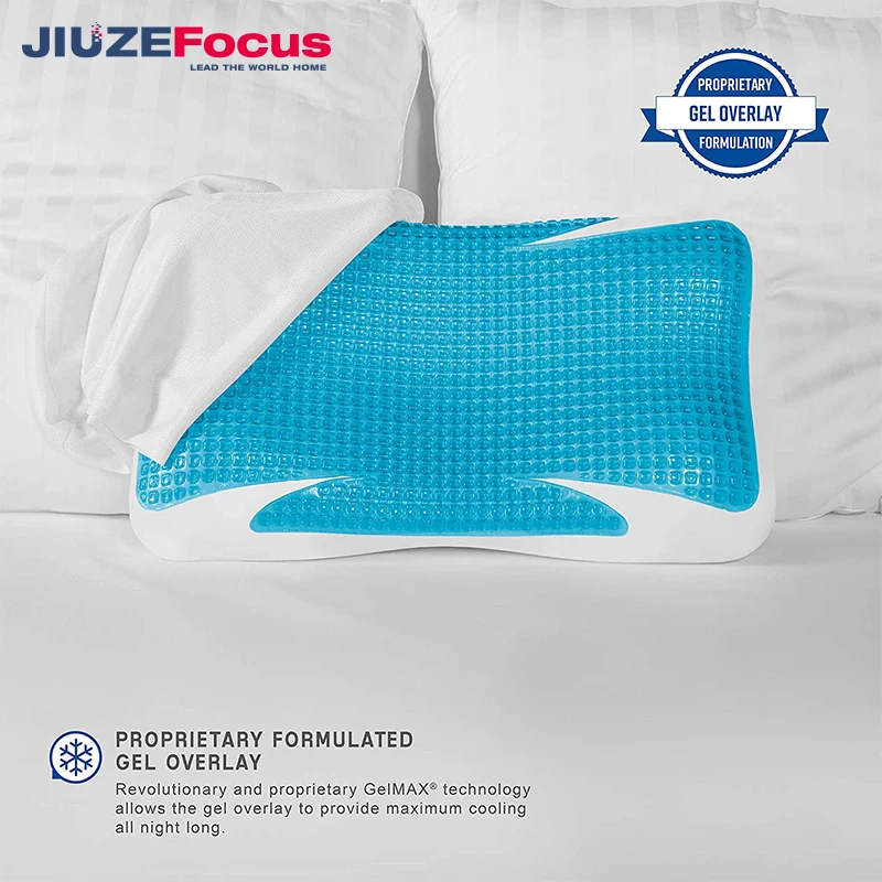 Comfort King Queen Memory Foam Hydraluxe Cooling Contour Pillow Cooling Gel on the surface of pillow