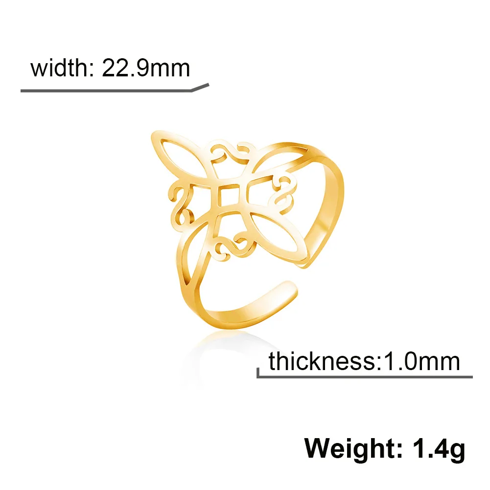 2024 New Stainless Steel Witch Jewelry Rings Non Tarnish Waterproof Gold Plated Magic Witch Knot Ring