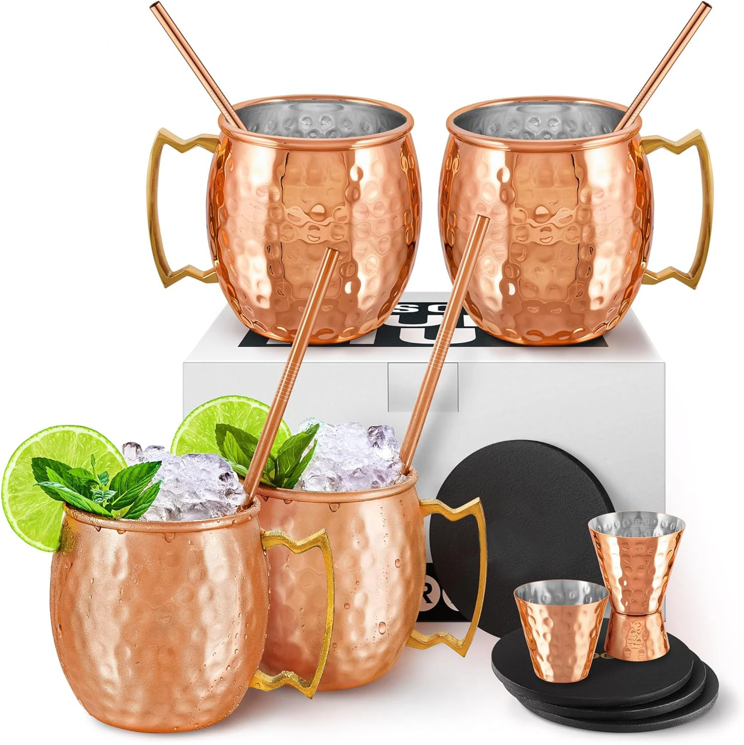Durable Stainless Steel Round Hammered Rose Gold Classic Mule Cup for Beer