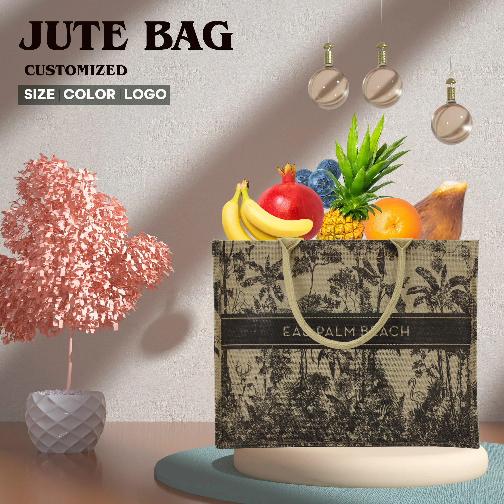 New design christmas burlap tote shopping mini jute burlap bag custom bangladesh for coffee and cocoa