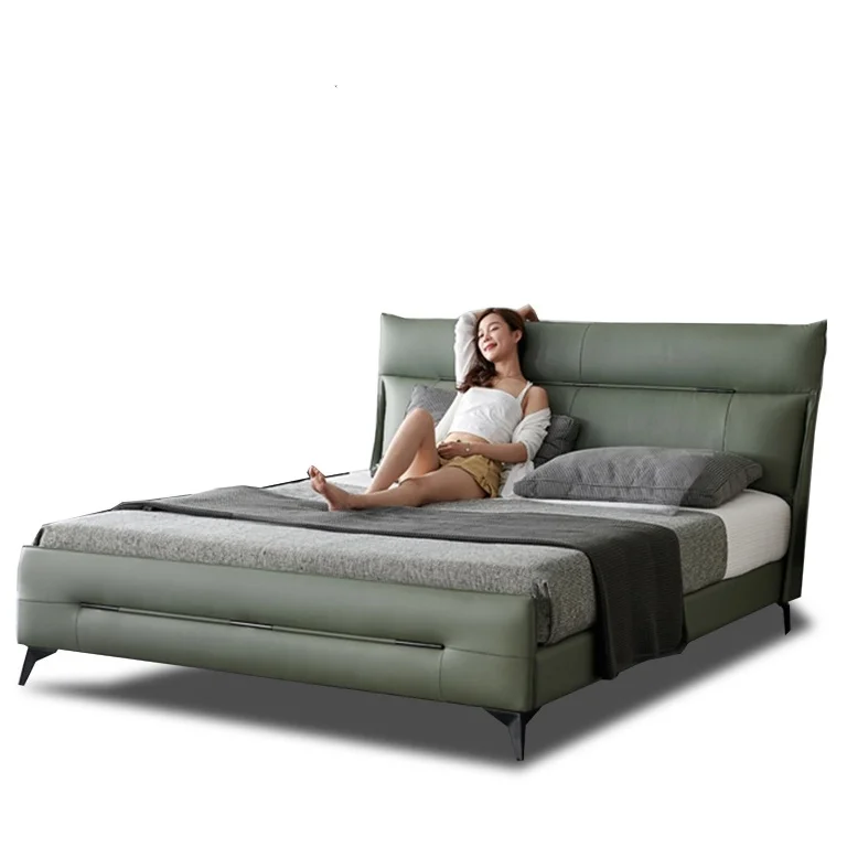 Light Luxury Style Modern Nordic King Size Soft Bed Leisure Minimalist Leather Bed Room Set Furniture