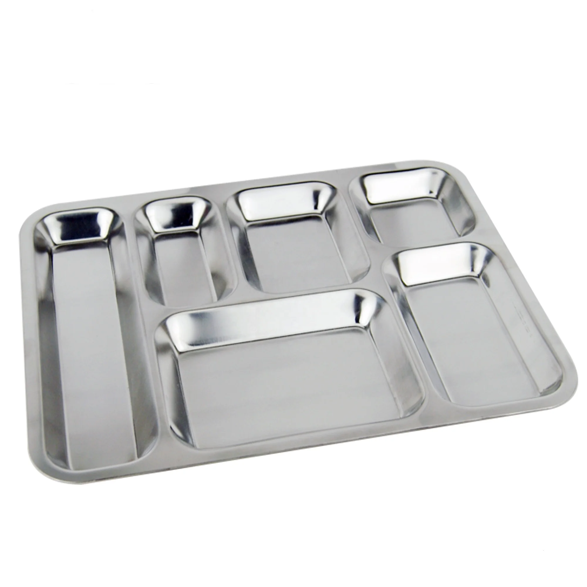 Professional metal 6 compartments mess tray stainless steel