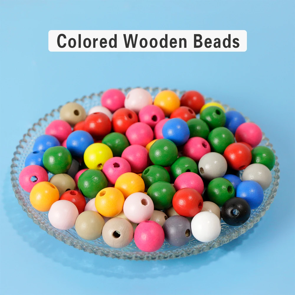 Wholesale Natural 10MM Round Wooden Teether Beads for Jewelry Making Baby Custom OEM Wood