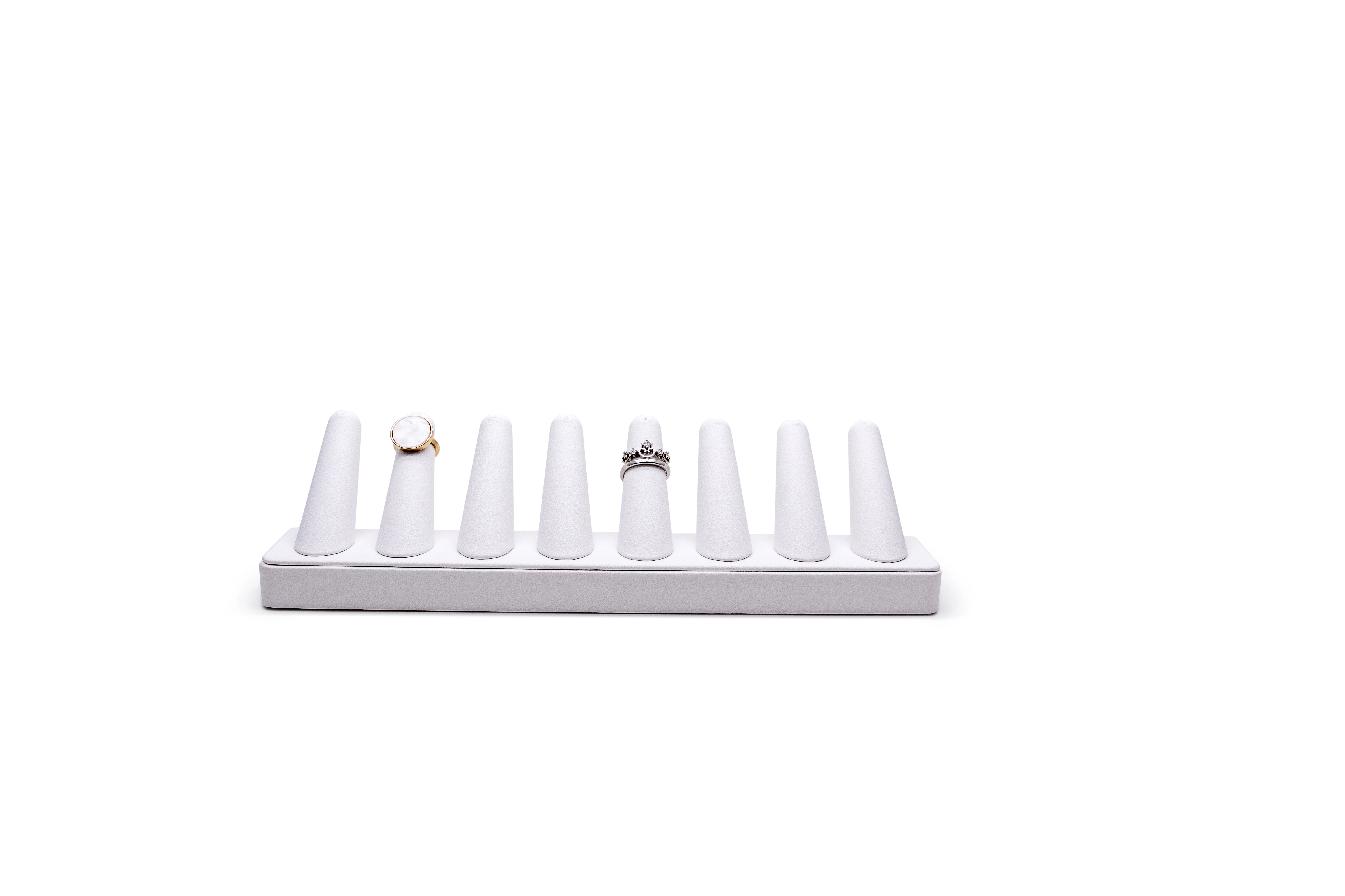 Wholesale Black White PU Fingers Wedding Ring Holder Jewelry Display Rack Cone Ring Display Stand