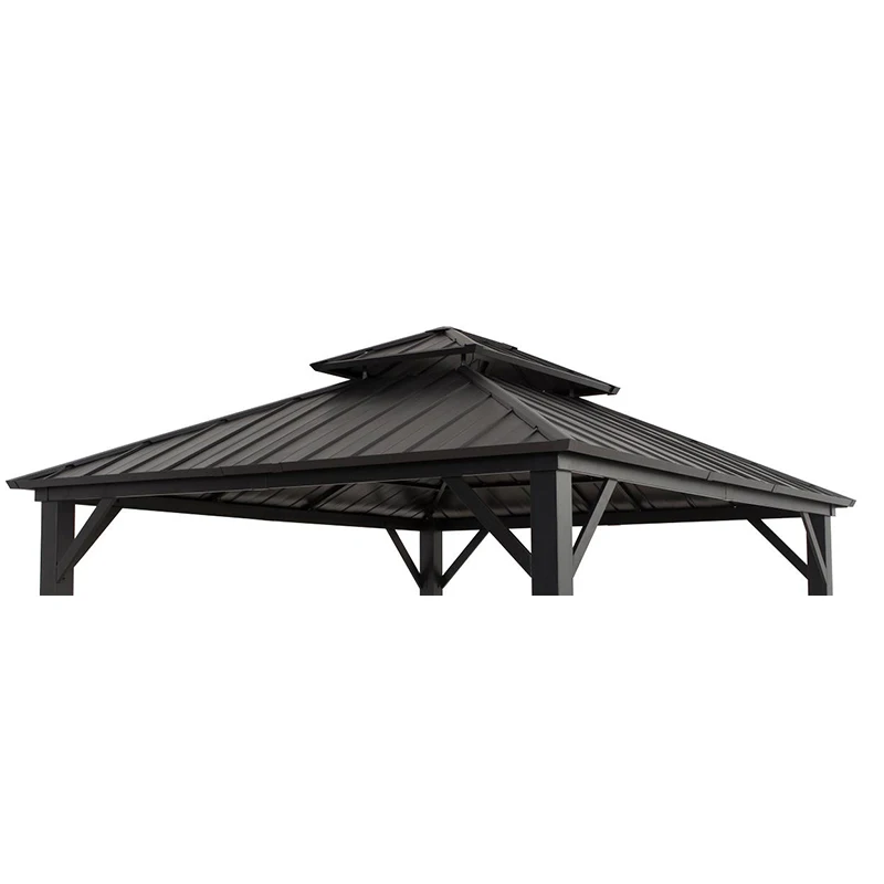 Permanent Double Roof Aluminum Frame Pavilion Outdoor Hardtop Gazebo For Garden