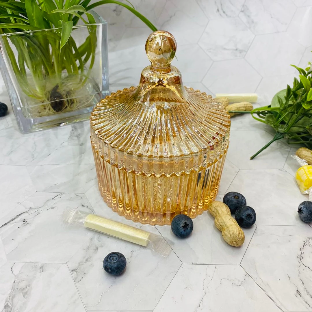 
2021 new crown glass sugar bowl with lid for wedding holiday 