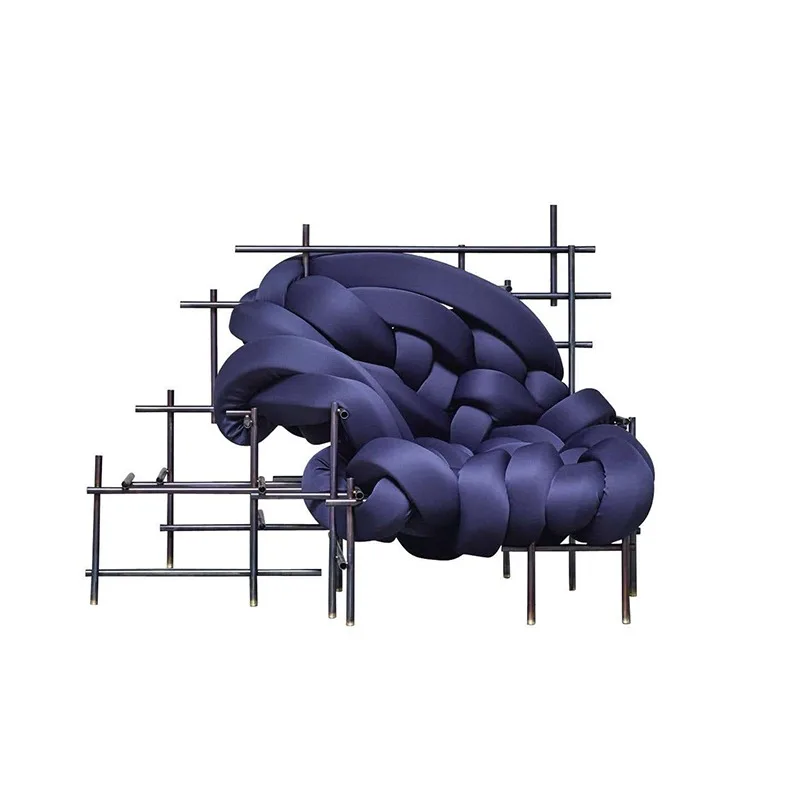Modern designer creative art weaving leisure recliner chair sofa chair home villa hotel shaped twisted sofa
