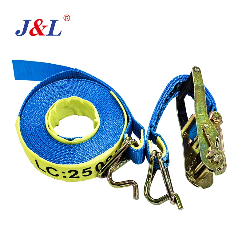 JULI Ratchet Tie Down 2.5T 50mm Polyester ISO Customized for Safe Heavy Load Towing and Lifting Cargo Lashing Strap