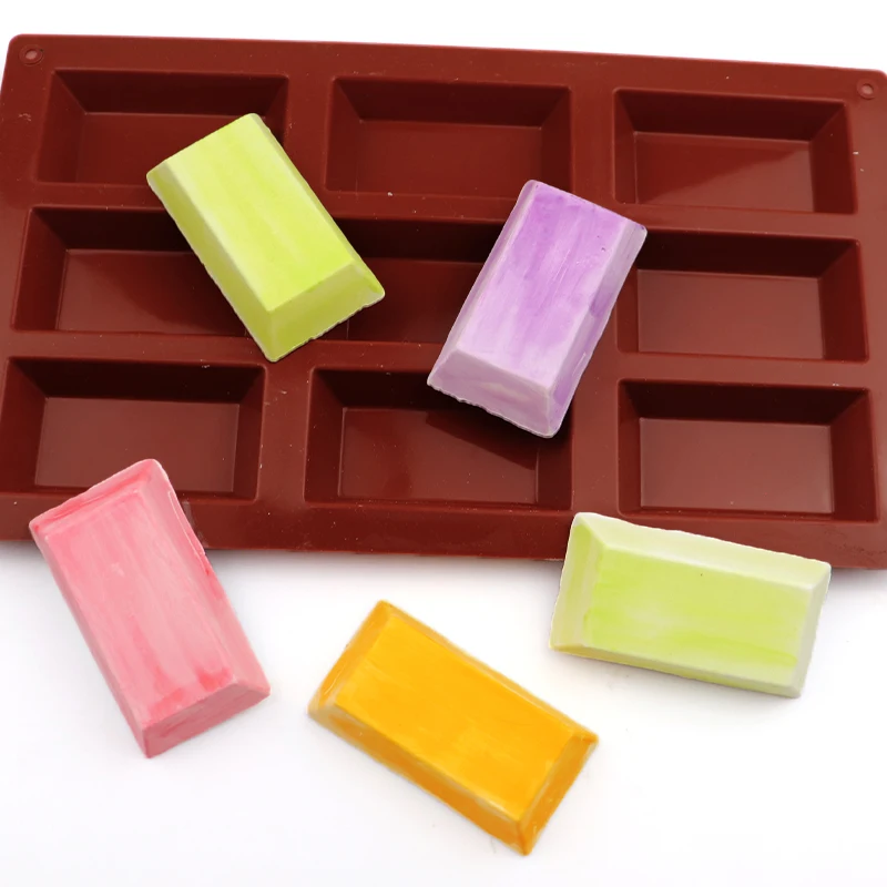 036 factory stock 9 hole trapezoid shape silicone cake mould home diy hand make soap mold reused cake mold soap candle rectangle
