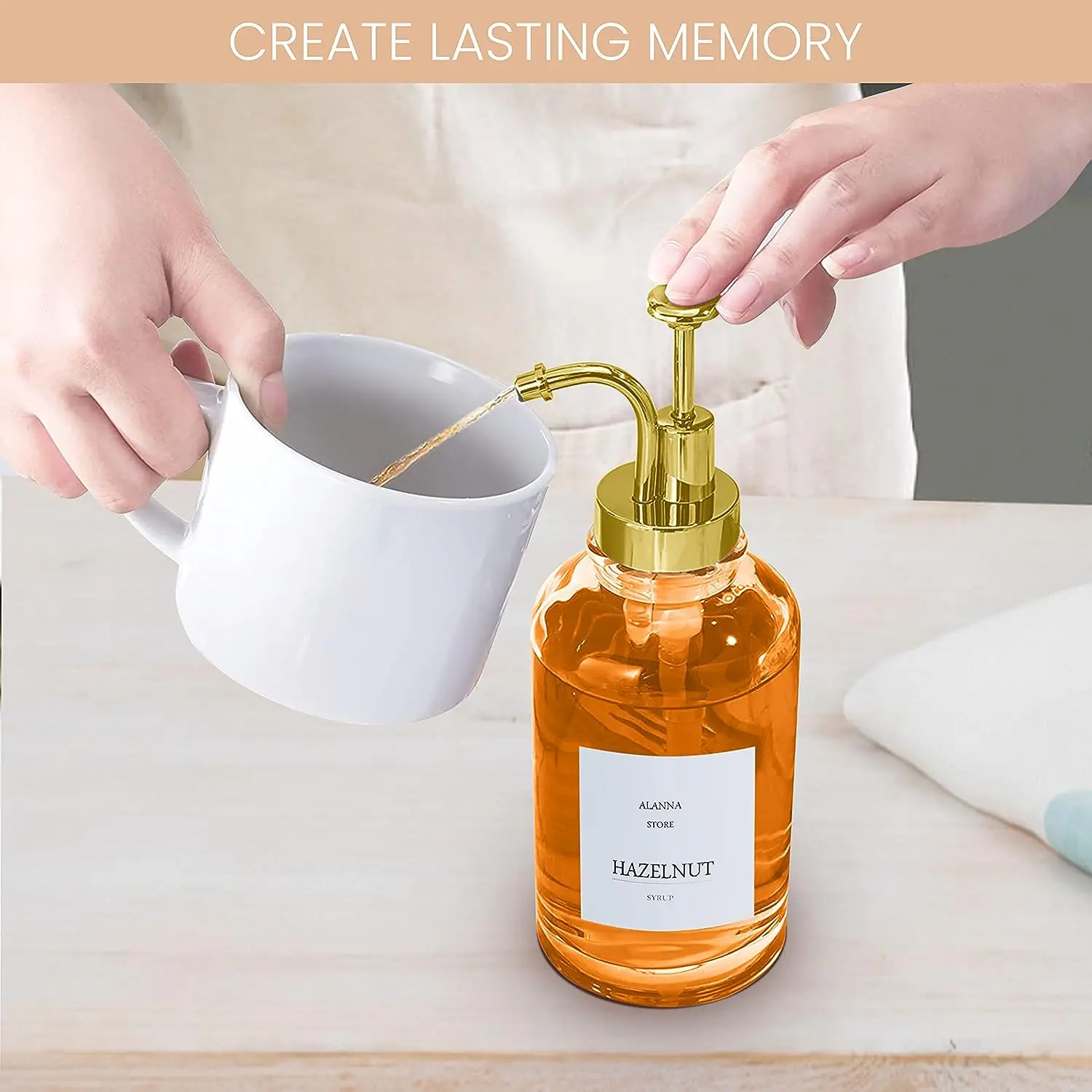 Hot Sale Transparent Glass Dispenser Bottle for Lotion with Pump Home Coffee Bar Coffee Syrup Dispenser