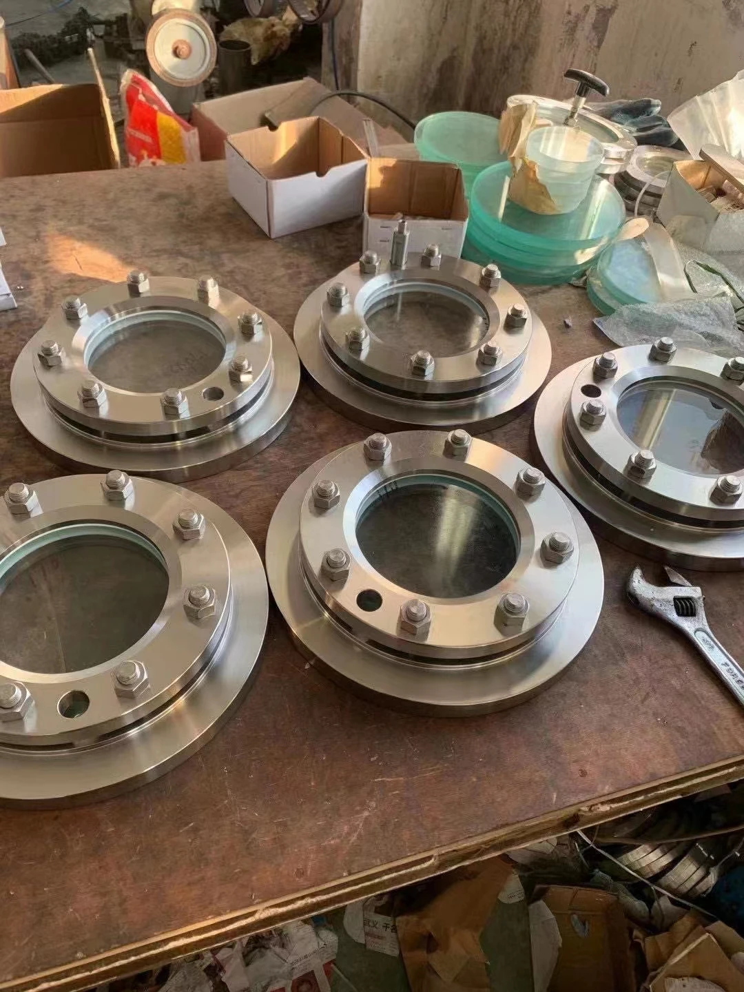 Borosilicate Glass Water/ Oil Flow Indicator Flange Tempered Borosilicate Glass Refrigerant Flapper Type Sight Glass