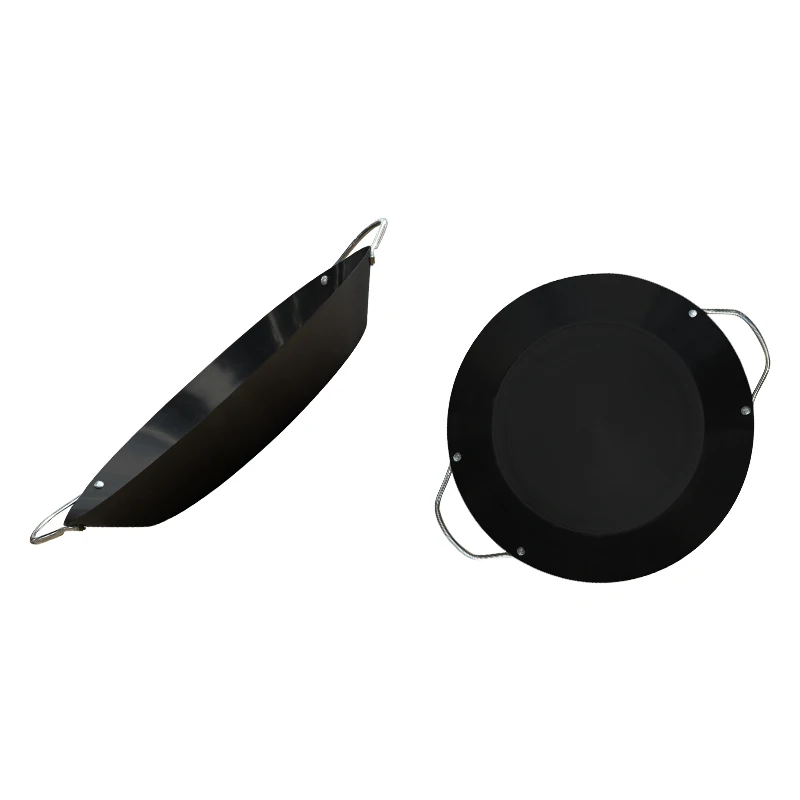 Double ears Spanish small sheet metal carbon steel frying cooking rice baking pan paella pan