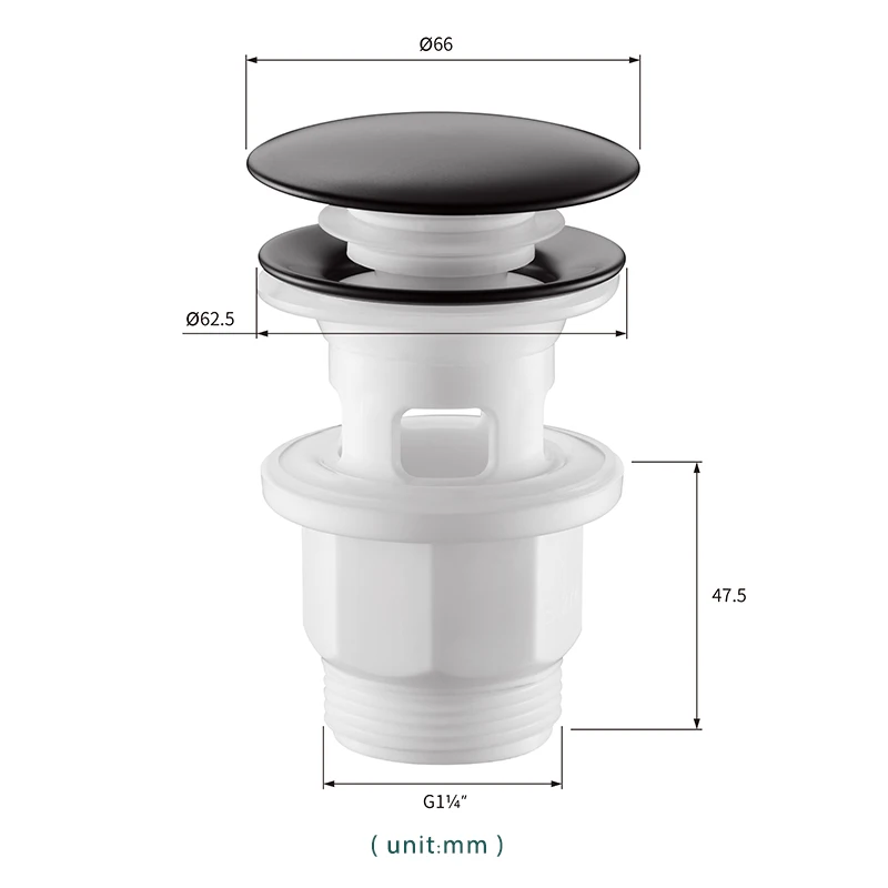 GEE-N Universal Black ABS Wash Basin Strainer Toilet Fittings Drain Stopper Basin Drain Click Clack Waste