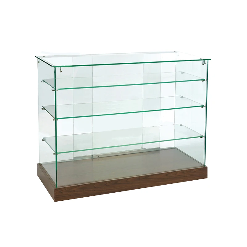 Custom High Quality Frameless Full Vision Product Display Glass showcase Counter