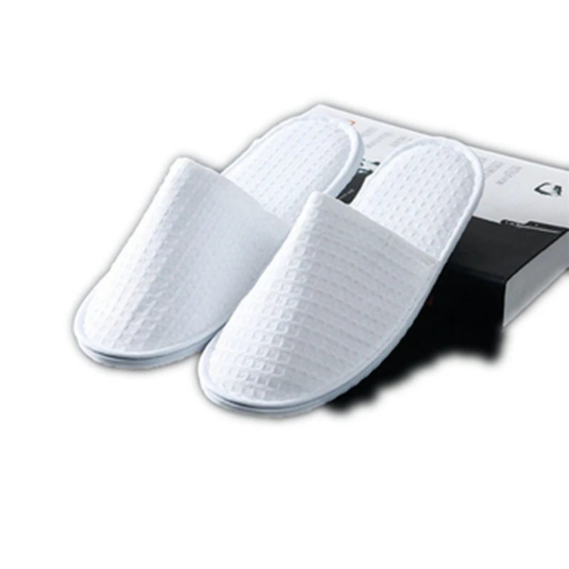 Wholesale Cheap Unisex Disposable Hotel Slippers White SPA Waffle Weave Hotel Slippers