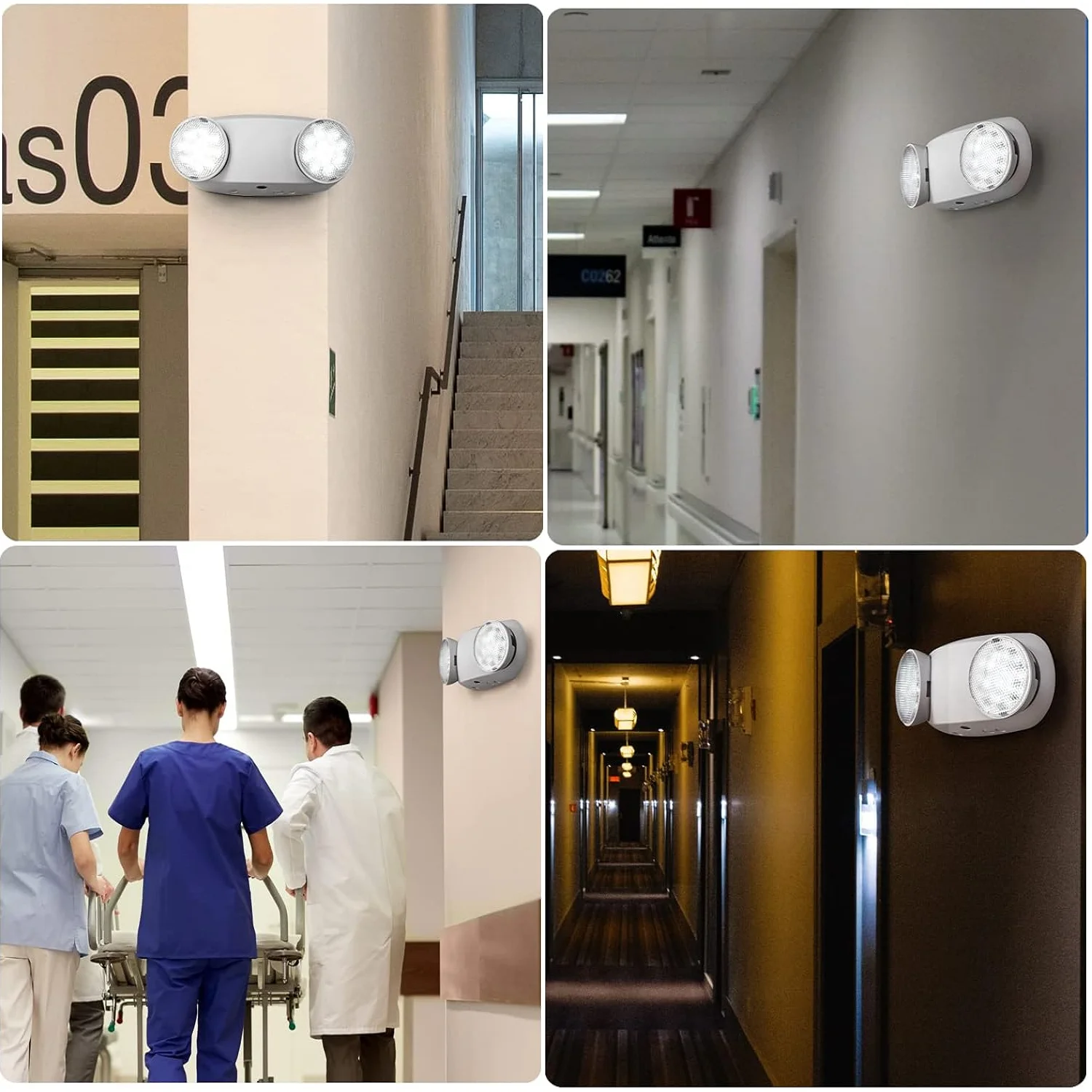 Free shipping emergency light with battery backup two head adjustable commercial emergency led lights 120-277v exit fixtures