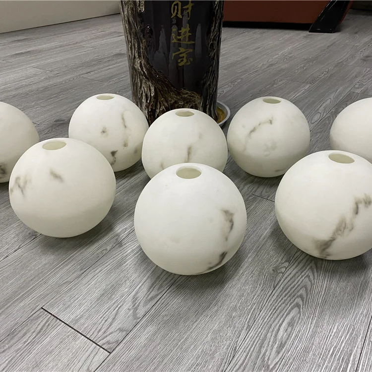 2024 Transtones Round Shape Globe Modern Alabaster Lampshade Backlit StoneTable Lamp Artificial Wall Panel Stone