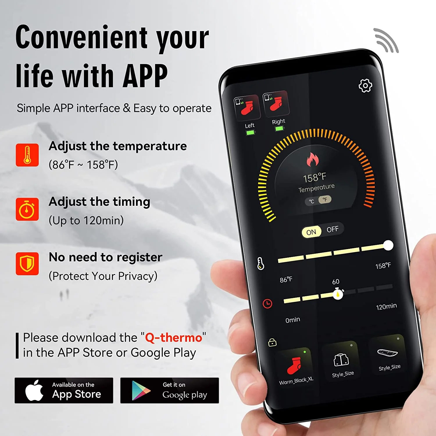 Best Winter Electric Heated Supply Socks With Battery APP Remote Control Socks for Skiing Hunting Motorcycle